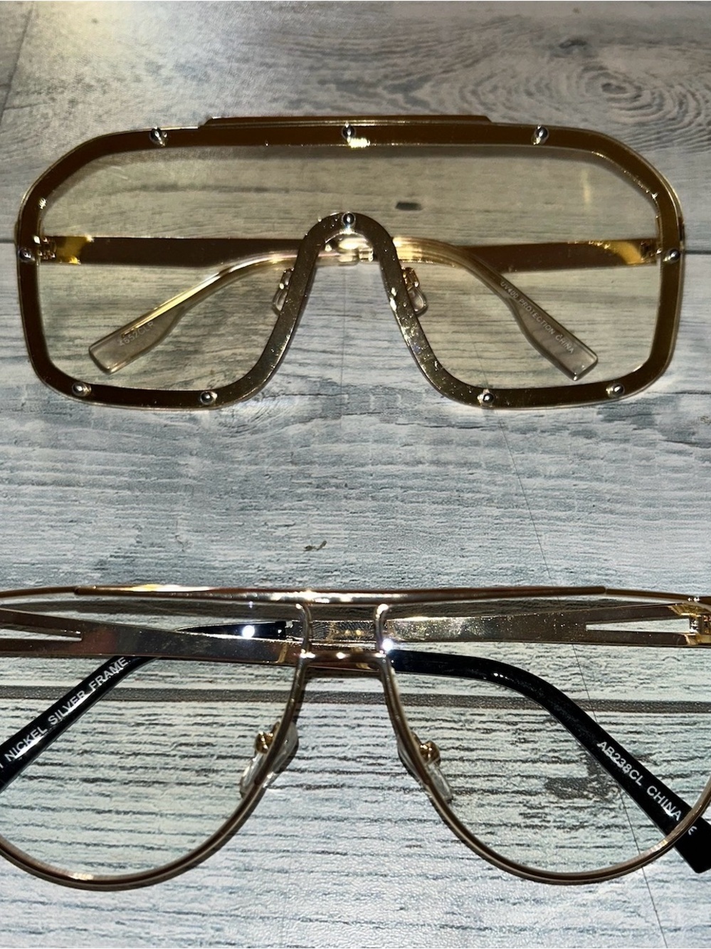 Pair of chic trendy fashion clear lens eyewear